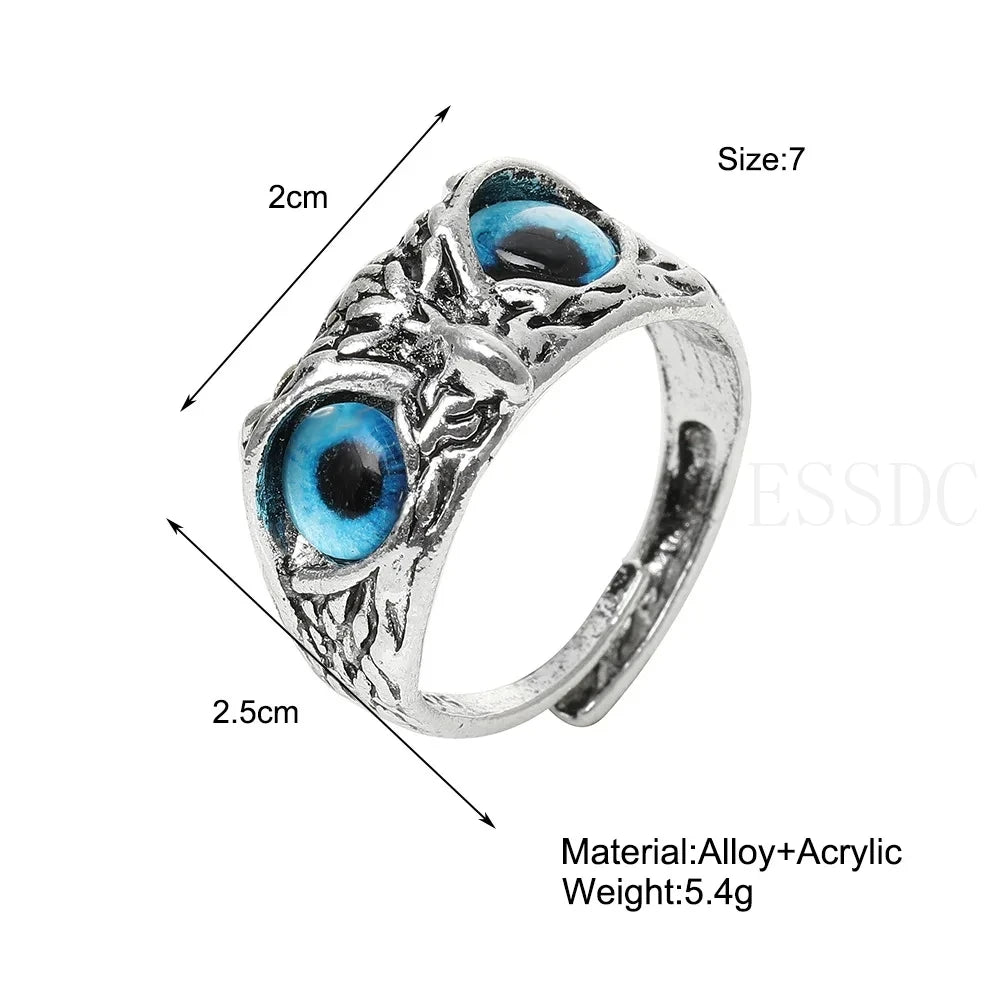 Rare Vintage Owl Carved Tibet Silver Ring for Men Cute Animals Youth Gothic Adjustable Fashion Women Jewelry Accessories Gift