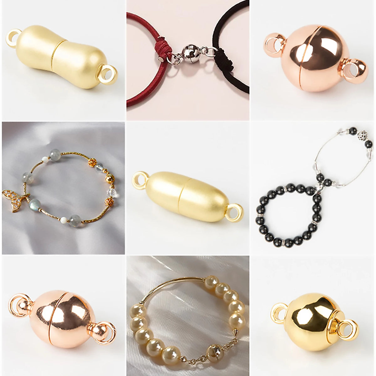 10-5Sets Stainless Steel Strong Magnetic Clasps Magnet End Clasp Connectors For Jewelry Making DIY Bracelet Necklace Accessor
