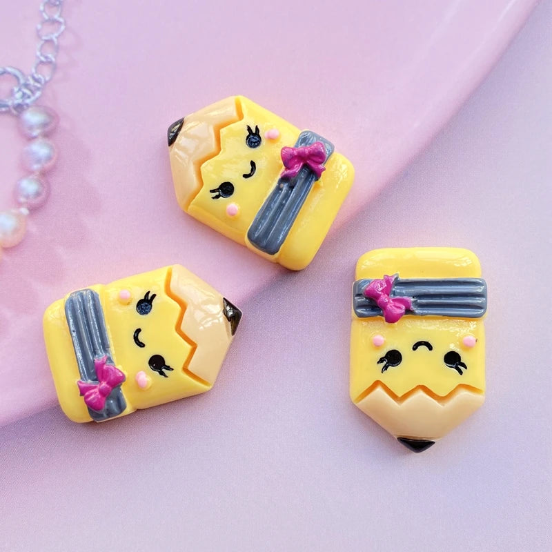 8pcs/Lot Hand Painted Kawaii Resin Mixed Mini Stationery Flatback Cabochons For Hair Bow Centers DIY Scrapbooking Decor D40 -