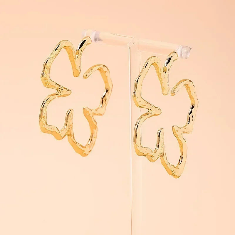 Vintage Geometry Irregular Eardrop Personality Asymmetry Dripping Oil Earrings for Women Fashion Daily Commuting Jewelry Gift
