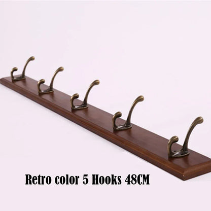 Wall Mounted Solid Wood Coat Rack with Hooks Hats Clothes Hanger Closet Organizer Perchero Furniture for Hallway Entrance Dec