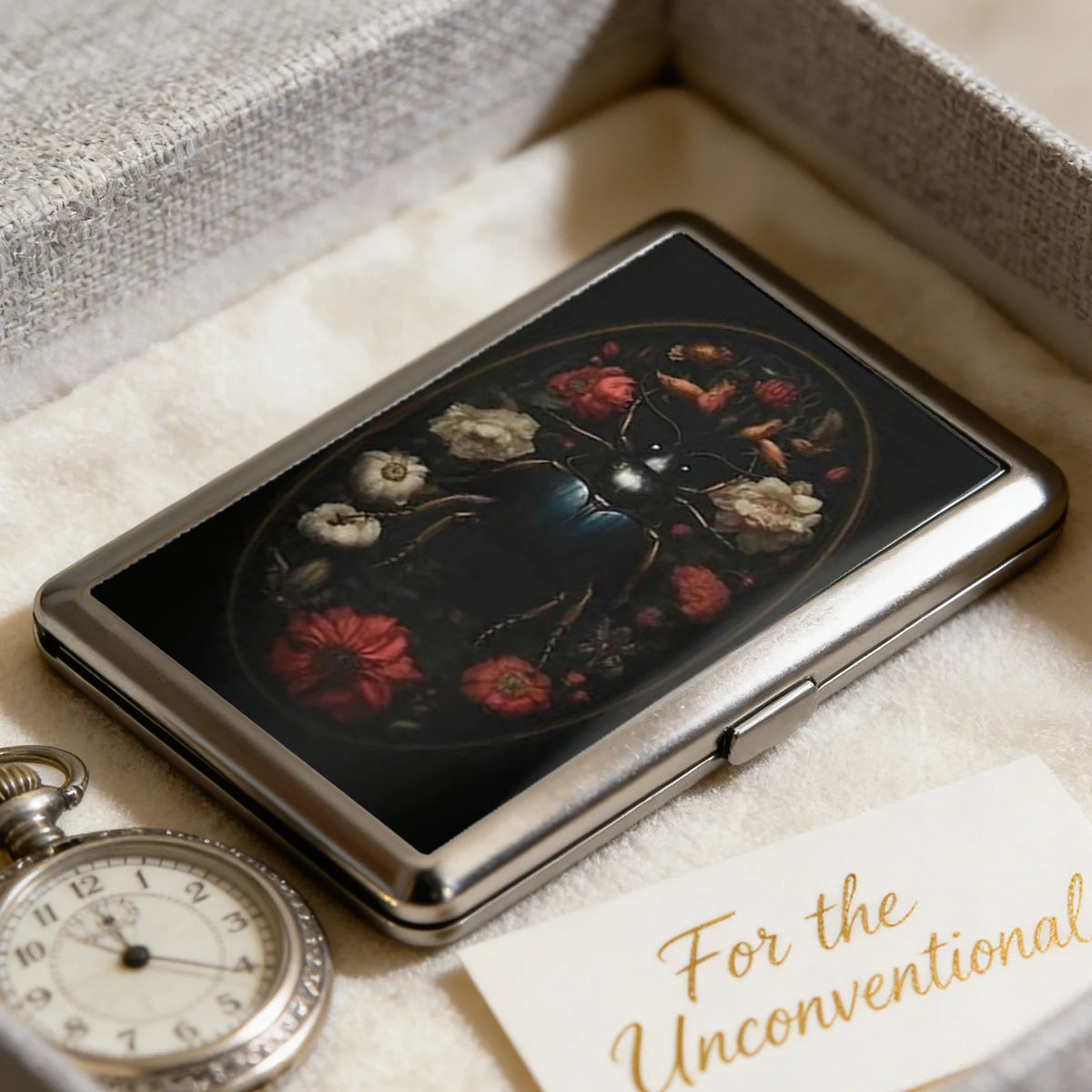 Vintage-Style Vintage Card Case Art Deco Design Metal Material Metal Case Easy Snap Multifunction Cash Case Business Card Hol
