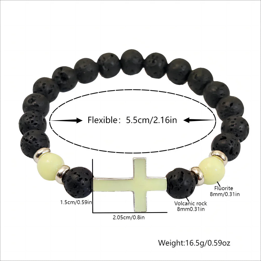 volcanic stone glow-in-the-dark vintage bracelet multi-colored luminous cross bracelet ornaments charm bracelet