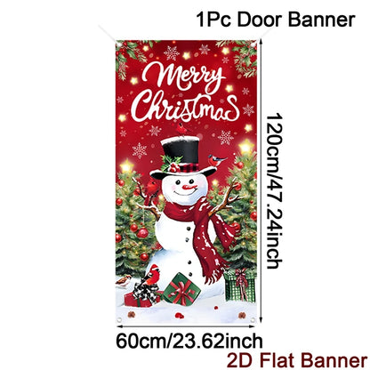 Christmas Door Banner Merry Christmas Decor for Home 2025 Xmas Hanging Wall Door Decor Navidad Noel Happy New Year Gift 2026 