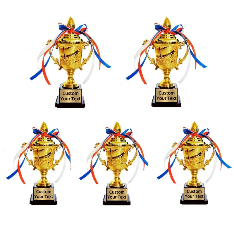Customizable 1/3/5 Pack Mini Kids Gold Trophy Award Small Plastic 7 Inch Soccer Trophy Cup for Winners and Sports Adult Kids