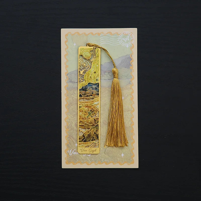 1 Pcs Lytwtw's Creative Metal Book Mark Vintage Oil Painting Bookmark Office School Supplies Funny Gift Stationery Items - C