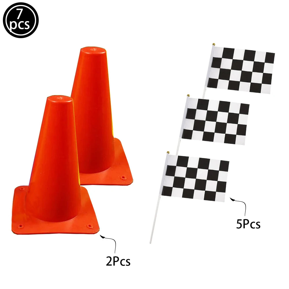 Racing Birthday Decorations Road Tablecloth Racetrack Tablecloth Runner Table flag for Kids Car Theme Birthday Party Supplies