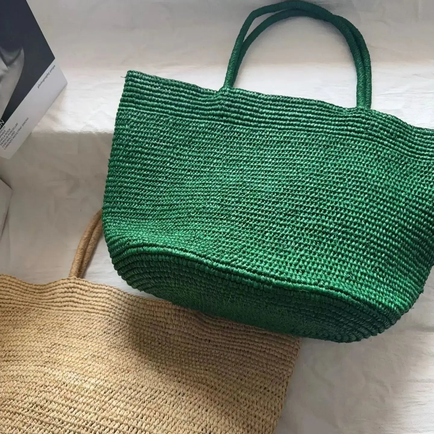 2026 Large Handwoven Rattan Tote Bag for Women Natural Straw Beach Bag Purse Luxury Shoulder Bags Handbag Summer
