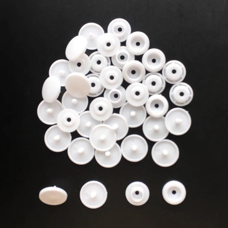 50 Sets Round Snaps Buttons For Bib T5 Plastic Press Button Fastener Snap For Clothes Accessories DIY Crafts 24Colors