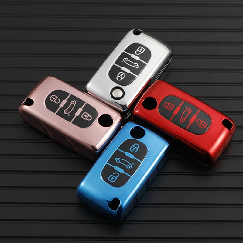 For Peugeot 107 207 307 308 407 607 206 4007 3008 5008 For Citroen C2 C3 C4 C5 C6 C8 2/3 Buttons TPU Car Remote Key Case Cove