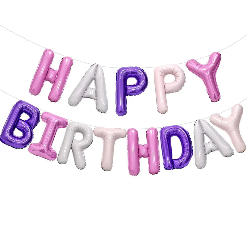 Gold Blue Happy Birthday Balloon 16Inch Foil Letters Birthday Sign Banner Bunting for Girls Boys Kids Adults Birthday Decorat