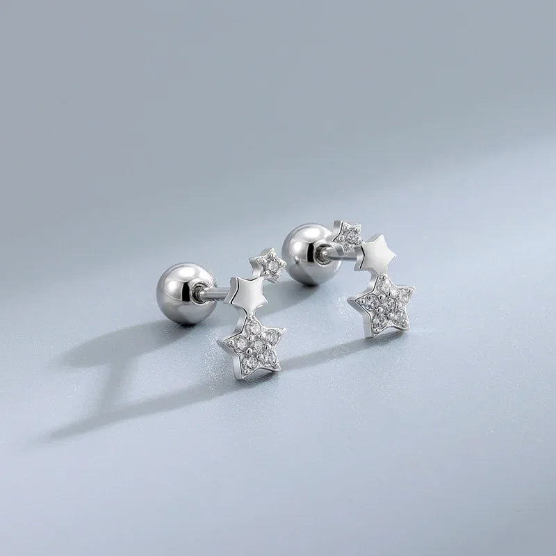 New Fashion Heart Stud Earrings for Women Hypoallergenic Screw Cartilage Helix Earring Girls Piercing Accessories Jewelry Gif