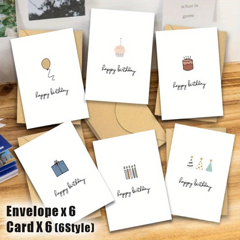 12pcs Pack Blank Birthday & Celebration Greeting Cards Blank Cards with Envelope, Elegant Minimalist Design, Pack for, Office