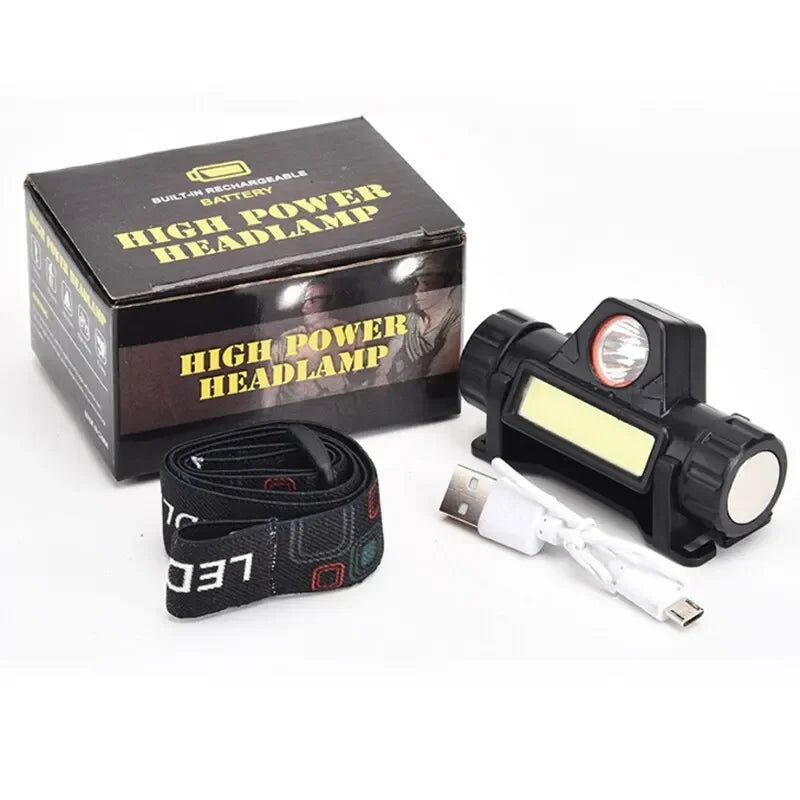 Rechargeable COB LED USB Headlamp Strong Magnetic Powerful Headlight Super Bright Waterproof Head Torch For Outdoor Fishing -