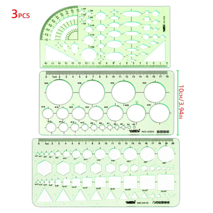 Circle Template Measurement Geometry Ruler Geometric Drawing Template Ruler Scale Drawing Shape Office and School Building 3P