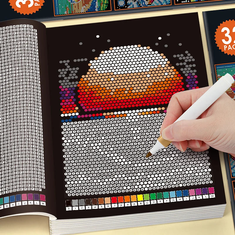 Mysterious Mosaic Coloring Book by Numbers - 32 Pages of Pixel Art Coloring for Adults, Cute Animals and Scenery Stress Relie