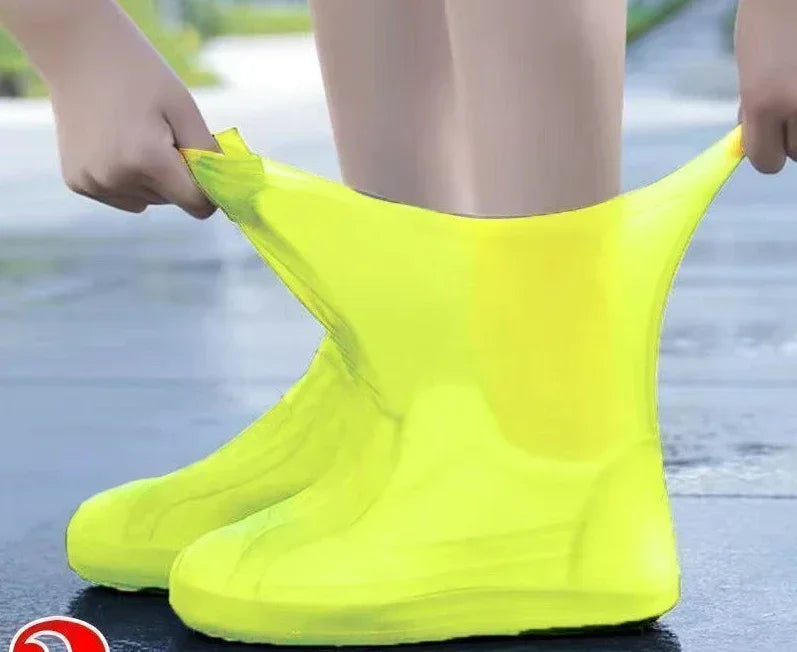 1 Pair Silicone WaterProof Shoe Covers Lip-resistant Rubber Rain Boot Rain Gear Overshoes Accessories for Outdoor Rainy Day -