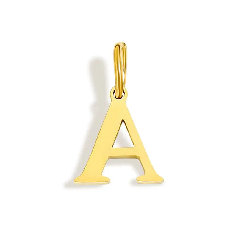 26 Letter Alphabet Initial 10mm Charm Pendant Jewelry Gold Stainless Steel Simple PVD Plated DIY Necklace Bracelet Jewelry - 