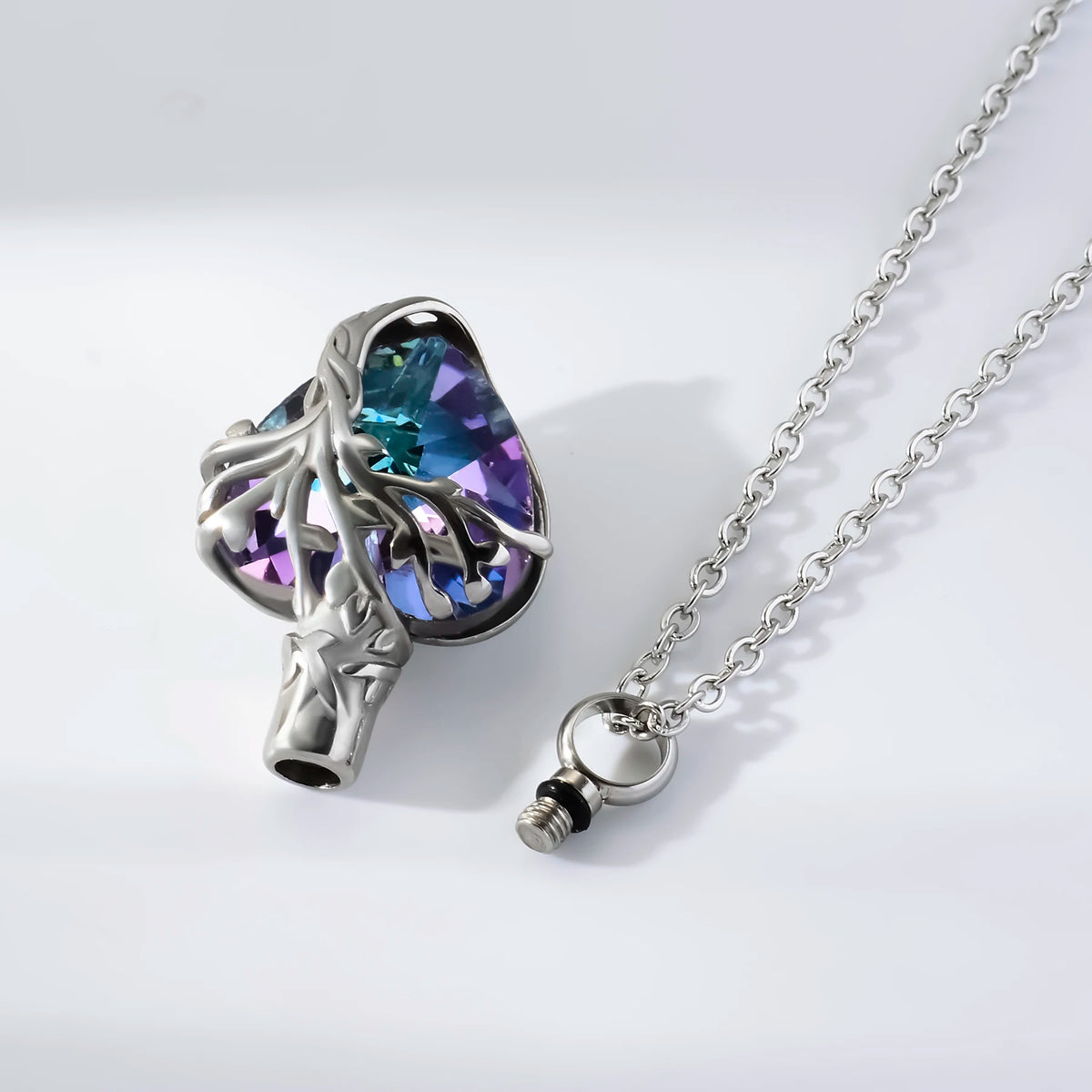 Cremation Jewelry Tree of Life Urn Necklace for Ashes with Crystal Memorial Keepsake Jewelry w/Funnel Filler Gifts for Women