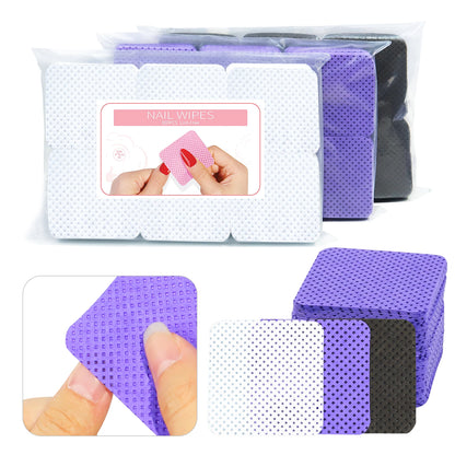 300pcs/Pack Lint-free Nail Polish Remover Napkin Colorful Cotton Wipes Paper Pads UV Gel Dust Cleaner Cleaning For Manicure T