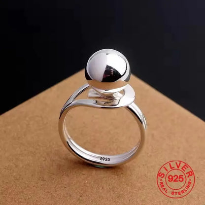 VENTFILLE 925 Sterling Silve Flower Ring for Women Gift Hollow Out Design Retro Hip Hop Versatile Jewelry Party Gift - FFMM01
