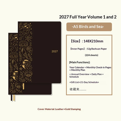 Kinbor 2027 Full Year A5 A6 Notebook Planner 52g Bachuan Paper Daily Journal Agenda Month Year Recrod Book Time Management Bo