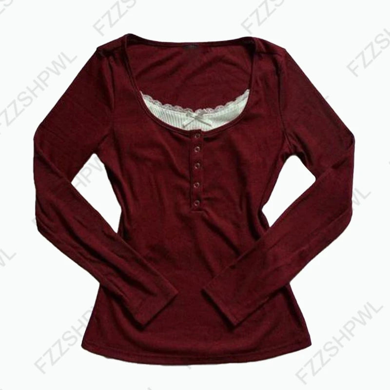 Goth Aesthetic Y2K Vintage Women's Long Sleeve Shirt Sexy Slim Fit Chic Button-Down Solid Color Crop Tops Grunge Punk Streetw