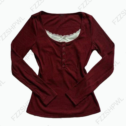 Goth Aesthetic Y2K Vintage Women's Long Sleeve Shirt Sexy Slim Fit Chic Button-Down Solid Color Crop Tops Grunge Punk Streetw
