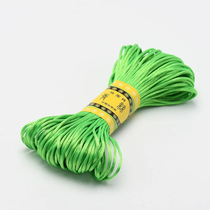 20M 1.5mm Satin Nylon Trim Cord, Rattail Cord Chinese Knot - Fruit green