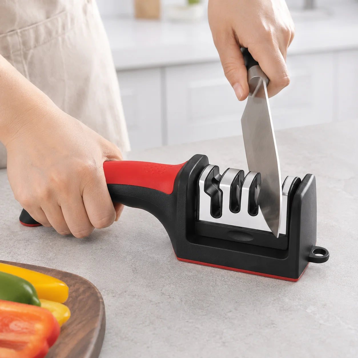4-Segment Knife Sharpener Knife Sharpeners for Kitchen Knives Stainless Steel Three-Purpose Sharpening Stone for Kitchen Tool
