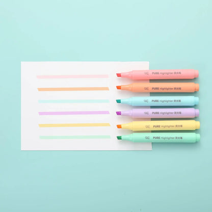6Pcs/set Pastel Color Macaron Highlighter Pen Marker Pens Fluorescent Pen Drawing Highlighters Cute Stationery School Supplie
