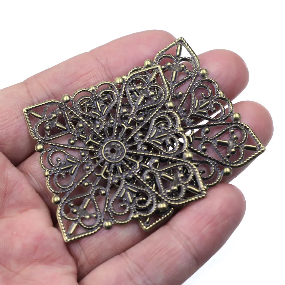 Pendants Wraps Metal Crafts Connectors Rose Flower Filigree Flower For Embellishments Scrapbooking Jewelry DIY Accessories