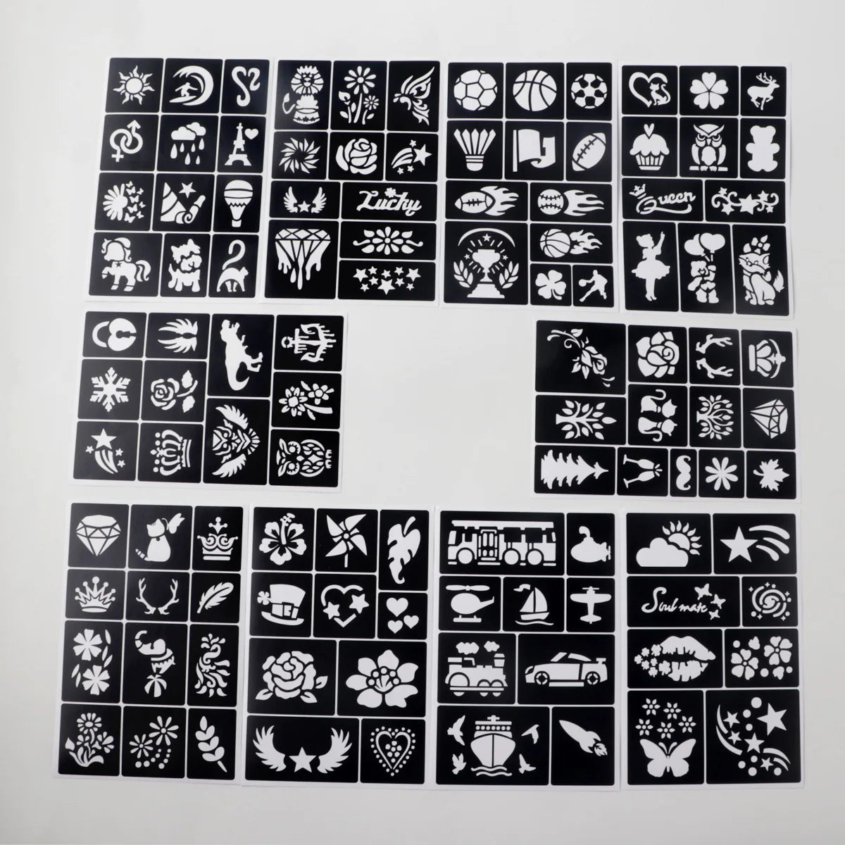 Temporary Tattoo Stencil Templates Set Reusable DIY Painting for Face and Body Art, Christmas Eve Gifts Party Favor Supplies 
