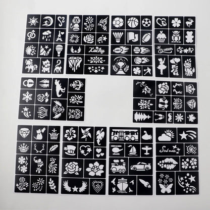 Temporary Tattoo Stencil Templates Set Reusable DIY Painting for Face and Body Art, Christmas Eve Gifts Party Favor Supplies 