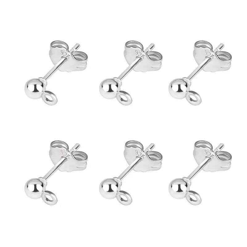 50pcs/lot 925 Silver Plated Blank Post Earring Studs Base Pin With Earring Plug Findings Ear Back DIY Jewelry Making Accessor