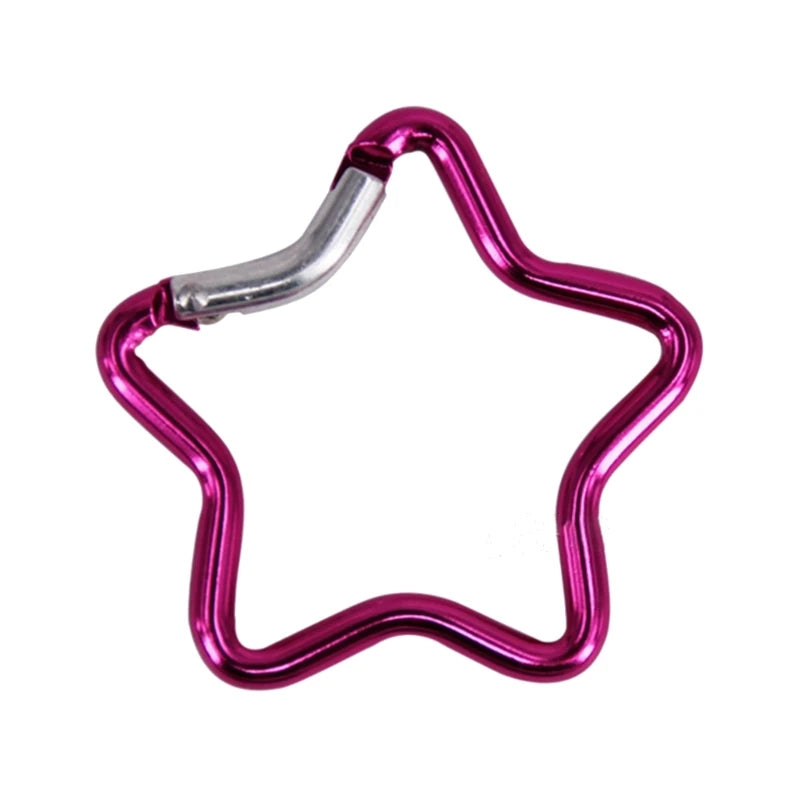 Aluminum Alloy Outdoor Star Shaped Spring Locking Carabiner Clip Keychains for Backpack Camping Hiking Traveling - rose red
