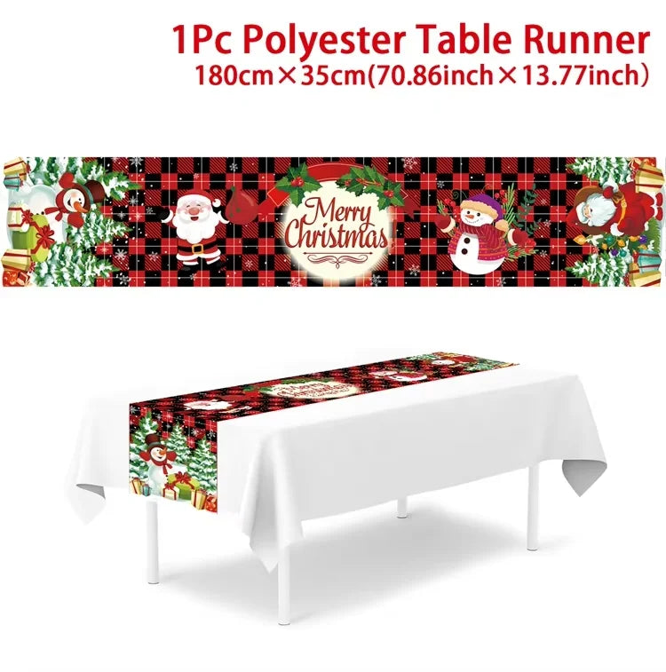 Christmas Table Runner Merry Christmas Decoration for Home Xmas Party Decor 2025 Navidad Notal Noel Ornament Happy New Year 2