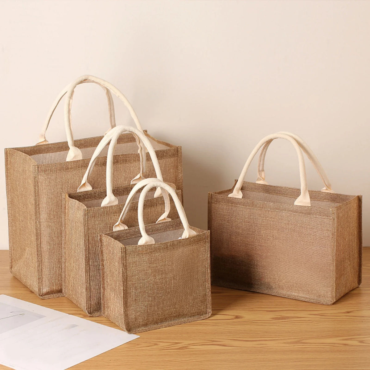 Linen bag Hand-painted cotton sacks Jute portable imitation sacks Linen bags Shopping bags Laminated bags