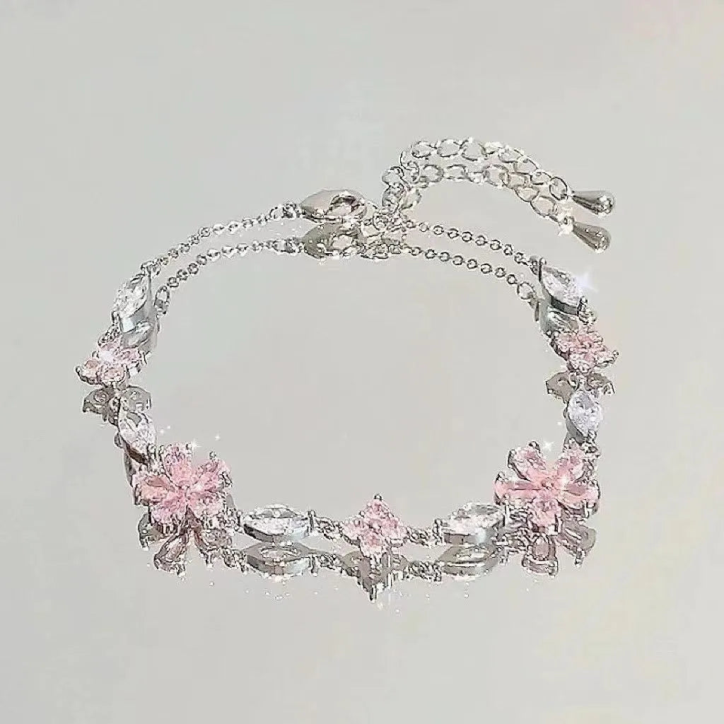 Zinc Alloy Bracelet Sparkling Zircon Flower Bracelet Handmade Bracelet Alloy For Daily Wear Fashion Accessory Party