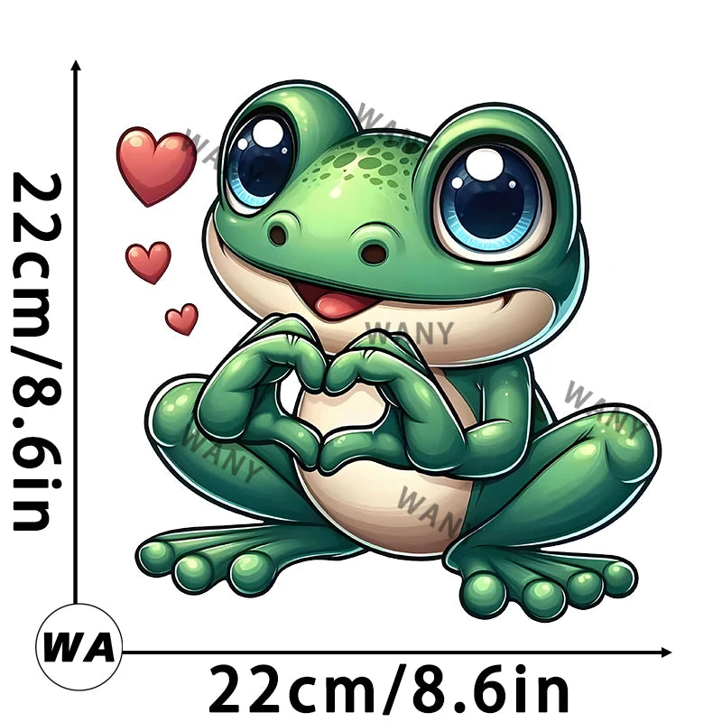 A Cute Cartoon Frog Iron on Transfers for Patches for Clothes Clothing DTF Transfers Ready to Press Iron on Clothing Stickers