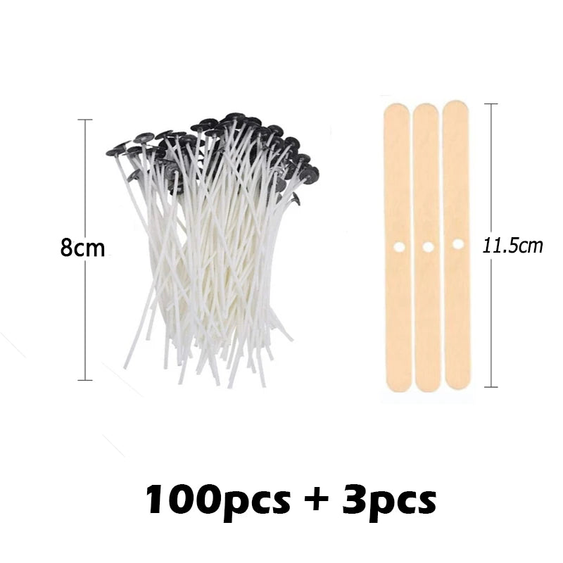 Multiple Sizes Waxed Cotton Thread Candle Wick 100pcs/set Smokeless Wick & Holder Candle Making Set Accessories Wicks Bracket