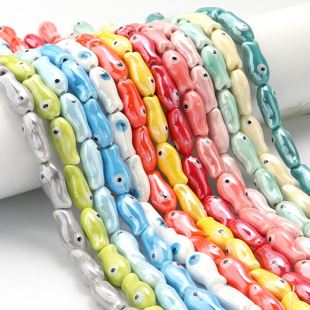 10pcs/lot Retro Small Fish Ceramic Beads Cute Porcelain Loose Spacer Beads For DIY Jewelry Making Necklace Bracelets Accessor