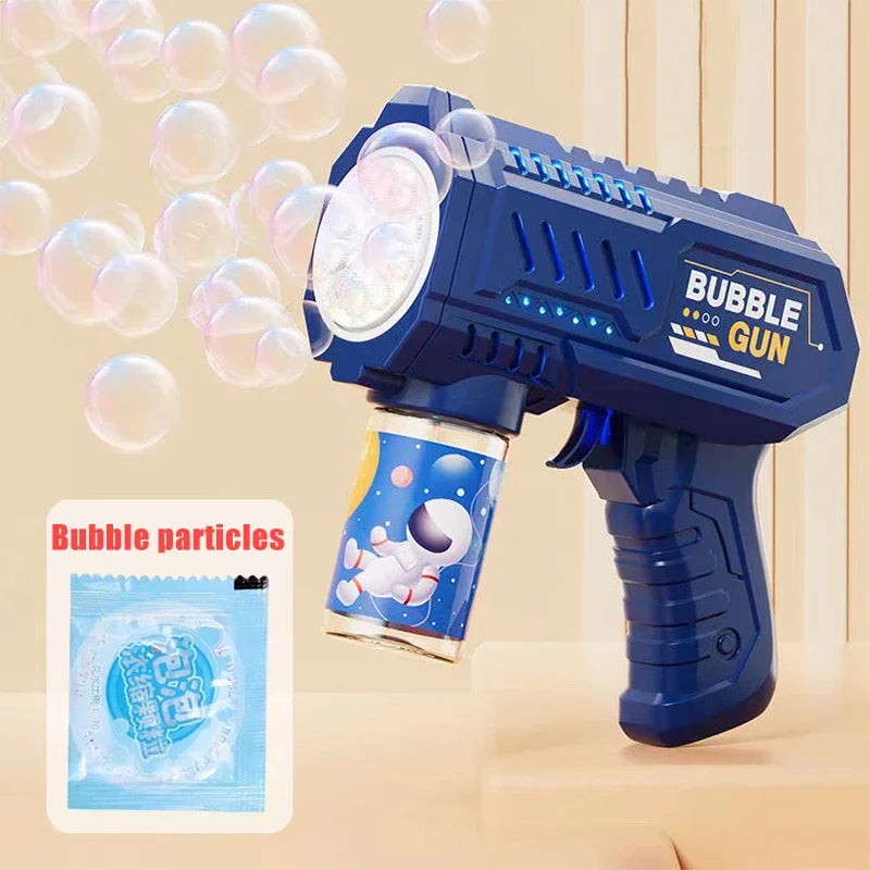 6-hole Dinosaur Bubble Machine Electric Bubble Gun with Light Fully Automatic Bubble Gun Automatic Soap Blower Outdoor Game T