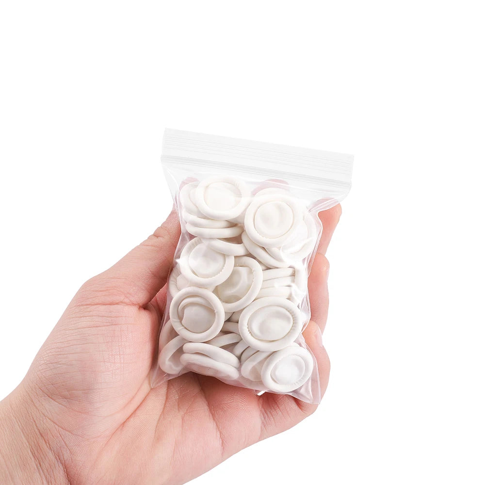 50/100Pcs Protective Fingertip Natural Rubber Gloves Disposable Latex Finger Cots for DIY Epoxy Resin Molds Making Tools