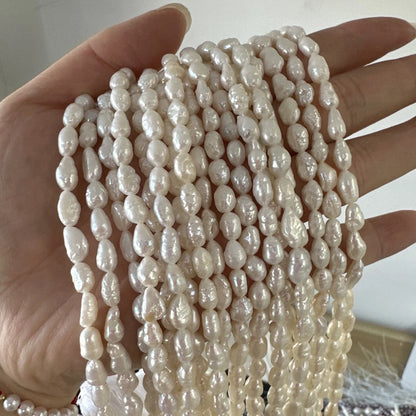 A 4.5-5.5mm Irregular Baroque Natural Freshwater Pearls Semi-Finished Beads for Jewelry Making DIY Necklace Bracelet Accessor