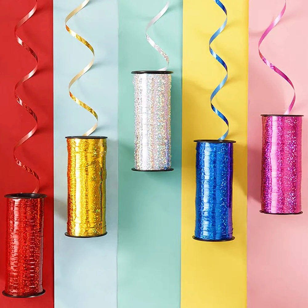 100Yards/Roll Glitter Curling Ribbons Balloon Ribbons Gift Wrap Ribbons for Crafts Christmas Birthday Wedding Party Decoratio
