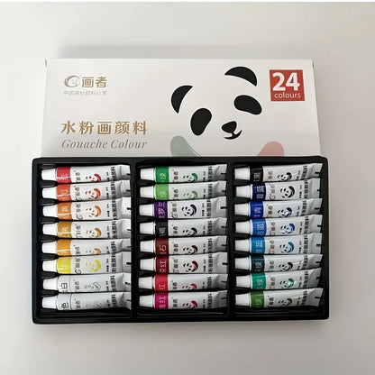 Gouache Paint Set - Artist Grade 12/18/24 Colors, Liquid Water-Based Pigments in 5ml Tubes for Canvas, Wood & Craft Painting 
