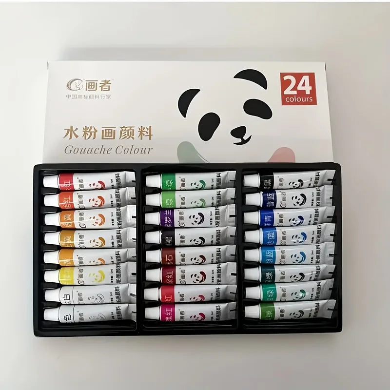 Gouache Paint Set - Artist Grade 12/18/24 Colors, Liquid Water-Based Pigments in 5ml Tubes for Canvas, Wood & Craft Painting 