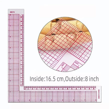 ‌L-Shaped Quilting Ruler - Right-Angle Sewing Tool for Fabric Cutting, Patchwork, Drawing & Craft (Multi-Purpose Technical Ru