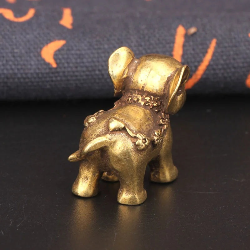 Antique Bronze Minature Elephant Figurines Tea Pet Table Ornament Decorations Solid Copper Animal Crafts Home Decor Living Ro